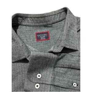 UNTUCKit Men’s XXL Herringbone Librando Long Sleeve Button Shirt Grey